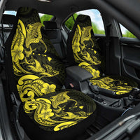 Hawaiian Manta Rays Car Seat Cover Tribal Hibiscus Polynesian Tattoos Yellow Color - Polynesian Pride