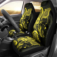 Hawaiian Manta Rays Car Seat Cover Tribal Hibiscus Polynesian Tattoos Yellow Color - Polynesian Pride