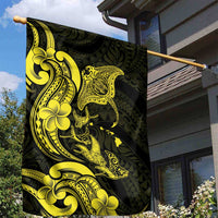 Hawaiian Manta Rays Garden Flag Tribal Hibiscus Polynesian Tattoos Yellow Color - Polynesian Pride