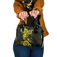 Hawaiian Manta Rays Shoulder Handbag Tribal Hibiscus Polynesian Tattoos Yellow Color - Polynesian Pride