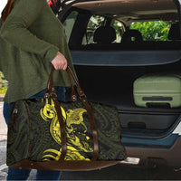 Hawaiian Manta Rays Travel Bag Tribal Hibiscus Polynesian Tattoos Yellow Color - Polynesian Pride