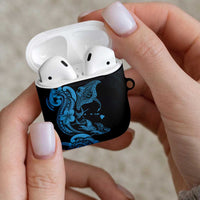 Hawaiian Manta Rays AirPods Case Tribal Hibiscus Polynesian Tattoos Blue Color - Polynesian Pride