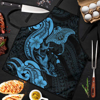 Hawaiian Manta Rays Apron Tribal Hibiscus Polynesian Tattoos Blue Color - Polynesian Pride