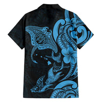 Hawaiian Manta Rays Family Matching Tank Maxi Dress and Hawaiian Shirt Tribal Hibiscus Polynesian Tattoos Blue Color LT03 - Polynesian Pride