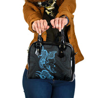 Hawaiian Manta Rays Shoulder Handbag Tribal Hibiscus Polynesian Tattoos Blue Color - Polynesian Pride