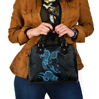 Hawaiian Manta Rays Shoulder Handbag Tribal Hibiscus Polynesian Tattoos Blue Color - Polynesian Pride