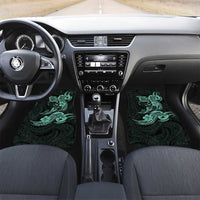 Hawaiian Manta Rays Car Mats Tribal Hibiscus Polynesian Tattoos Turquoise Color - Polynesian Pride