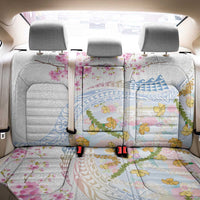 Hawaiian and Japanese Culture Together Back Car Seat Cover Tribal Motifs with Lei and Japanese Sakura Pattern LT03 - Polynesian Pride