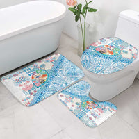 Hawaiian and Japanese Culture Together Bathroom Set Tropical Honu with Japanese Elements Blue Color