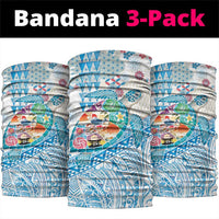Hawaiian and Japanese Culture Together Neck Gaiter Tropical Honu with Japanese Elements Blue Color LT03 package One Size: 25*50cm Blue - Polynesian Pride