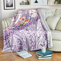 Hawaiian and Japanese Culture Together Blanket Tropical Honu with Japanese Elements Purple Color