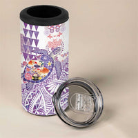 Hawaiian and Japanese Culture Together 4 in 1 Can Cooler Tumbler Tropical Honu with Japanese Elements Purple Color LT03 - Polynesian Pride