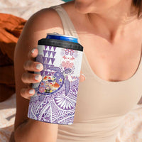 Hawaiian and Japanese Culture Together 4 in 1 Can Cooler Tumbler Tropical Honu with Japanese Elements Purple Color LT03 - Polynesian Pride