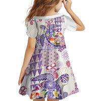 Hawaiian and Japanese Culture Together Family Matching Short Sleeve Bodycon Dress and Hawaiian Shirt Tropical Honu with Japanese Elements Purple Color LT03 - Polynesian Pride