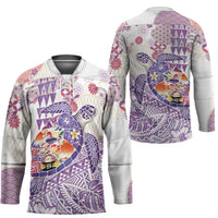 Hawaiian and Japanese Culture Together Hockey Jersey Tropical Honu with Japanese Elements Purple Color LT03 - Polynesian Pride