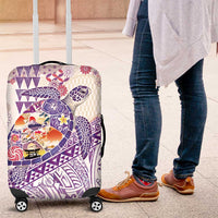 Hawaiian and Japanese Culture Together Luggage Cover Tropical Honu with Japanese Elements Purple Color LT03 Purple - Polynesian Pride