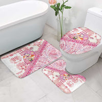 Hawaiian and Japanese Culture Together Bathroom Set Tropical Honu with Japanese Elements Pink Color