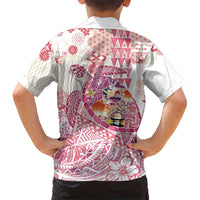Hawaiian and Japanese Culture Together Family Matching Short Sleeve Bodycon Dress and Hawaiian Shirt Tropical Honu with Japanese Elements Pink Color LT03 - Polynesian Pride