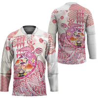 Hawaiian and Japanese Culture Together Hockey Jersey Tropical Honu with Japanese Elements Pink Color