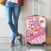 Hawaiian and Japanese Culture Together Luggage Cover Tropical Honu with Japanese Elements Pink Color LT03 - Polynesian Pride