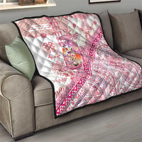 Hawaiian and Japanese Culture Together Quilt Tropical Honu with Japanese Elements Pink Color
