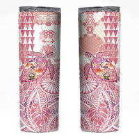 Hawaiian and Japanese Culture Together Skinny Tumbler Tropical Honu with Japanese Elements Pink Color LT03 Pink - Polynesian Pride