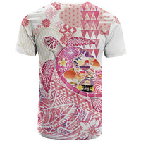 Hawaiian and Japanese Culture Together T Shirt Tropical Honu with Japanese Elements Pink Color LT03 - Polynesian Pride