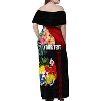 Personalised Tonga Emancipation Day Family Matching Off Shoulder Maxi Dress and Hawaiian Shirt Flag Map and Hibiscus Flower Ngatu Pattern LT03 - Polynesian Pride