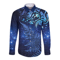 New Zealand Matariki Long Sleeve Button Shirt Maori Pattern and Silver Fern