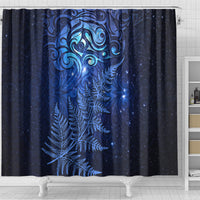 New Zealand Matariki Shower Curtain Maori Pattern and Silver Fern