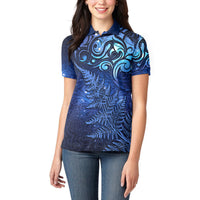 New Zealand Matariki Women Polo Shirt Maori Pattern and Silver Fern