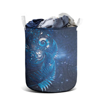 Aotearoa New Zealand New Year Laundry Basket Tribal Koru Tattoo Blue Galaxy Maori Silver Fern