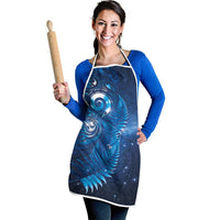 Aotearoa New Zealand New Year Apron Tribal Koru Tattoo Blue Galaxy Maori Silver Fern