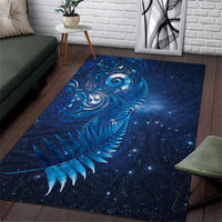 Aotearoa New Zealand New Year Area Rug Tribal Koru Tattoo Blue Galaxy Maori Silver Fern LT03 Blue - Polynesian Pride