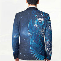 Aotearoa New Zealand New Year Blazer Tribal Koru Tattoo Blue Galaxy Maori Silver Fern