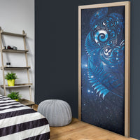 Aotearoa New Zealand New Year Door Cover Tribal Koru Tattoo Blue Galaxy Maori Silver Fern
