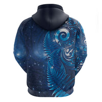 Aotearoa New Zealand New Year Hoodie Tribal Koru Tattoo Blue Galaxy Maori Silver Fern LT03 - Polynesian Pride