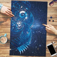 Aotearoa New Zealand New Year Puzzle Tribal Koru Tattoo Blue Galaxy Maori Silver Fern