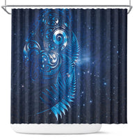 Aotearoa New Zealand New Year Shower Curtain Tribal Koru Tattoo Blue Galaxy Maori Silver Fern LT03 Blue - Polynesian Pride