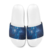 Aotearoa New Zealand New Year Slide Sandals Tribal Koru Tattoo Blue Galaxy Maori Silver Fern LT03 Blue - Polynesian Pride
