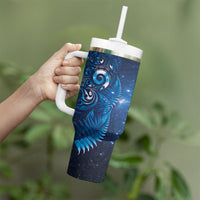 Aotearoa New Zealand New Year Tumbler With Handle Tribal Koru Tattoo Blue Galaxy Maori Silver Fern LT03 - Polynesian Pride