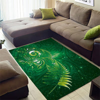 Aotearoa New Zealand New Year Area Rug Tribal Koru Tattoo Green Galaxy Maori Silver Fern LT03 - Polynesian Pride