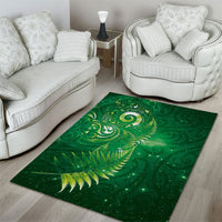 Aotearoa New Zealand New Year Area Rug Tribal Koru Tattoo Green Galaxy Maori Silver Fern LT03 - Polynesian Pride