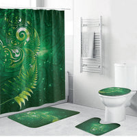 Aotearoa New Zealand New Year Bathroom Set Tribal Koru Tattoo Green Galaxy Maori Silver Fern LT03 Bathroom Set (4 pcs) Green - Polynesian Pride