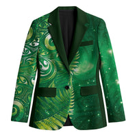 Aotearoa New Zealand New Year Blazer Tribal Koru Tattoo Green Galaxy Maori Silver Fern LT03 Unisex Green - Polynesian Pride
