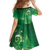 Aotearoa New Zealand New Year Family Matching Tank Maxi Dress and Hawaiian Shirt Tribal Koru Tattoo Green Galaxy Maori Silver Fern LT03 - Polynesian Pride