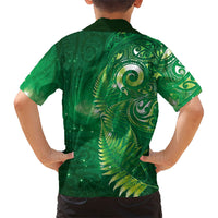 Aotearoa New Zealand New Year Kid Hawaiian Shirt Tribal Koru Tattoo Green Galaxy Maori Silver Fern LT03 - Polynesian Pride