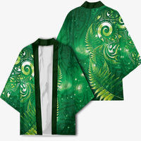 Aotearoa New Zealand New Year Kimono Tribal Koru Tattoo Green Galaxy Maori Silver Fern LT03 - Polynesian Pride