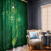 Aotearoa New Zealand New Year Window Curtain Tribal Koru Tattoo Green Galaxy Maori Silver Fern LT03 - Polynesian Pride