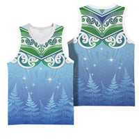 Aotearoa New Zealand New Year Basketball Jersey Maori Motifs with Silver Fern and Matariki Stars LT03 - Polynesian Pride
